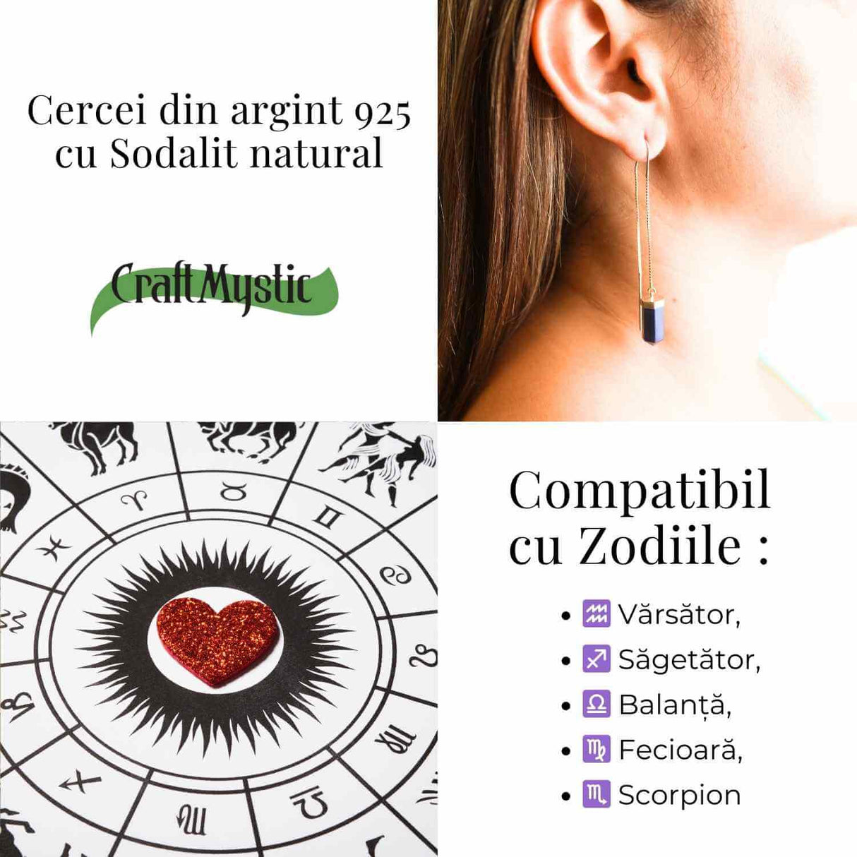 Cercei lungi din argint 925 cu sodalit – Liniste si claritate