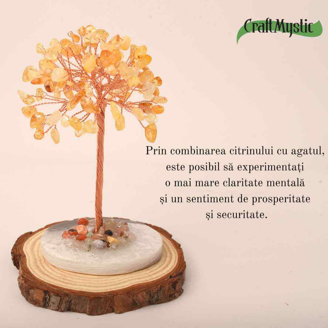 Copacel 12 cm din cristale semipretioase Citrin si baza de agat