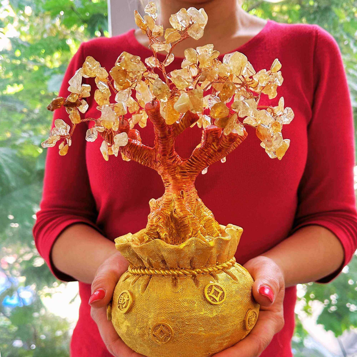 Bonsai cu cristale naturale citrin, supranumit "copacul banilor"