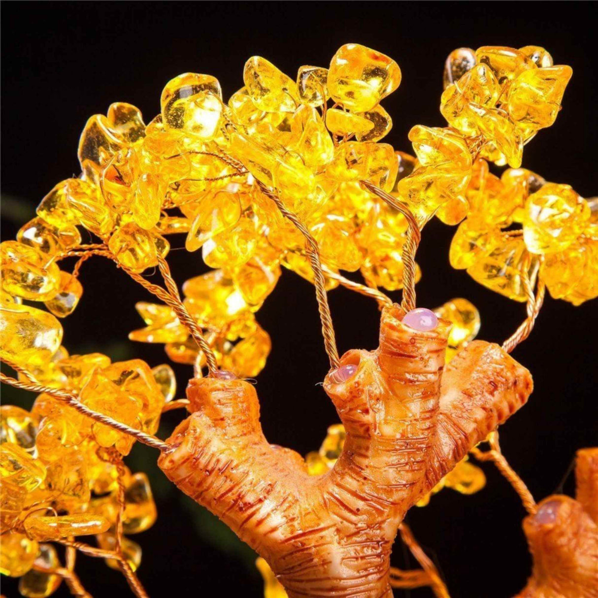 Bonsai cu cristale naturale citrin, supranumit "copacul banilor"