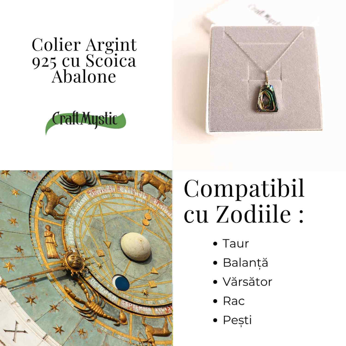 Echilibru si Stralucire Naturala – Colier Trapez cu Scoica Abalone si Argint 925