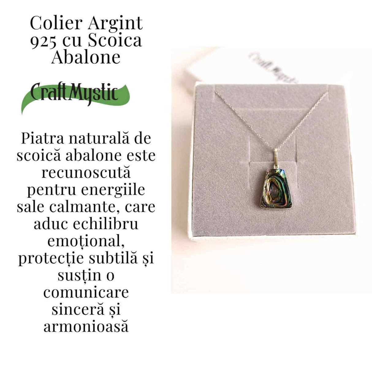 Echilibru si Stralucire Naturala – Colier Trapez cu Scoica Abalone si Argint 925