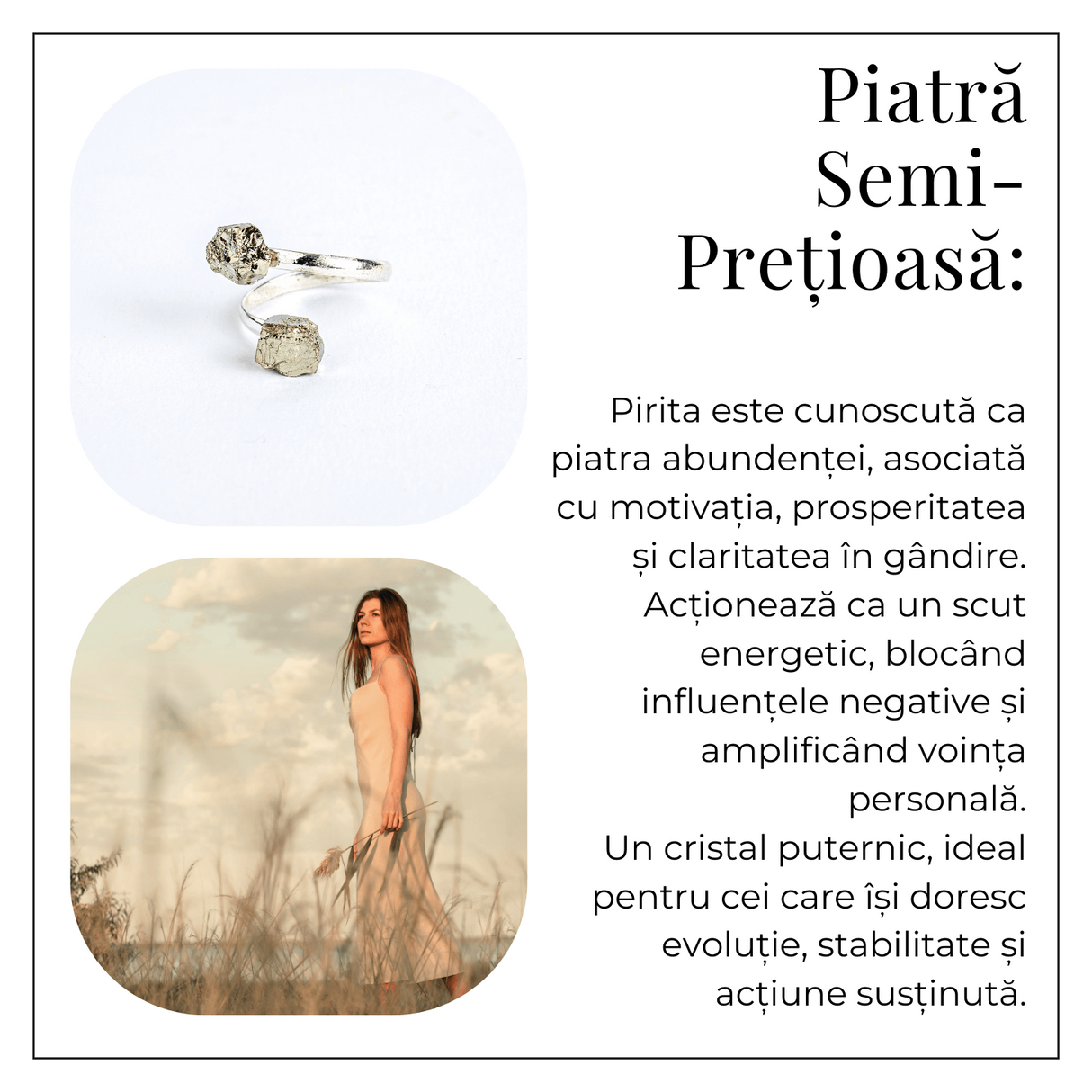 Atrage succesul si blocheaza negativitatea – Inel dublu Pirita in forma naturala