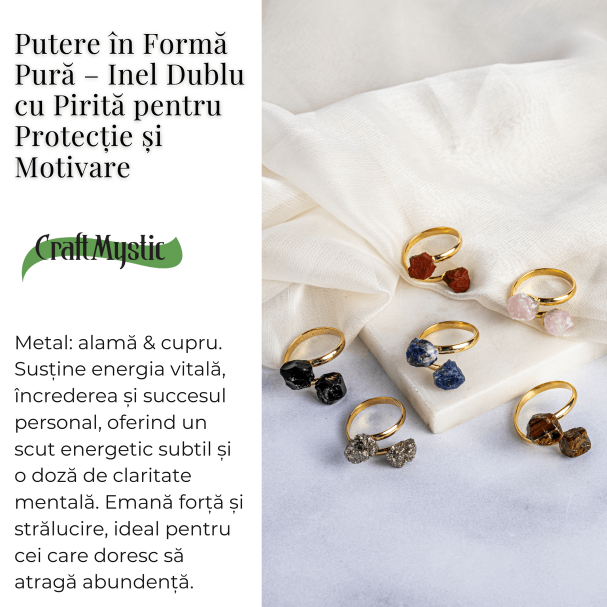Putere in forma pura – Inel dublu cu pirita pentru protectie si motivare