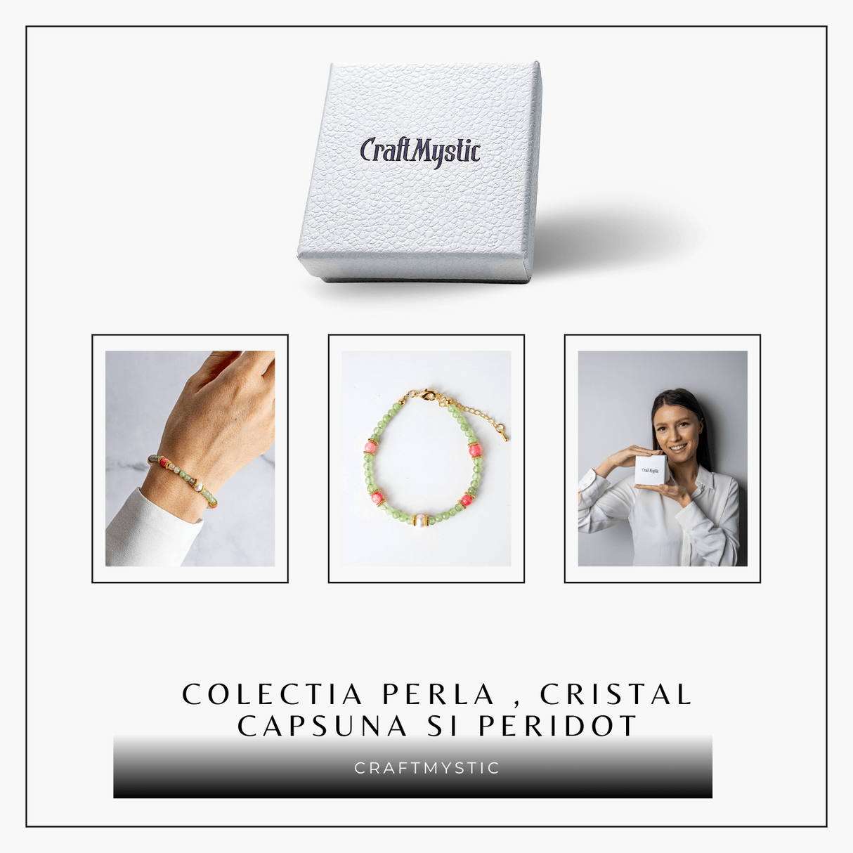 Prosperitate si Feminitate – Bratara cu Cristale de Peridot si Perla