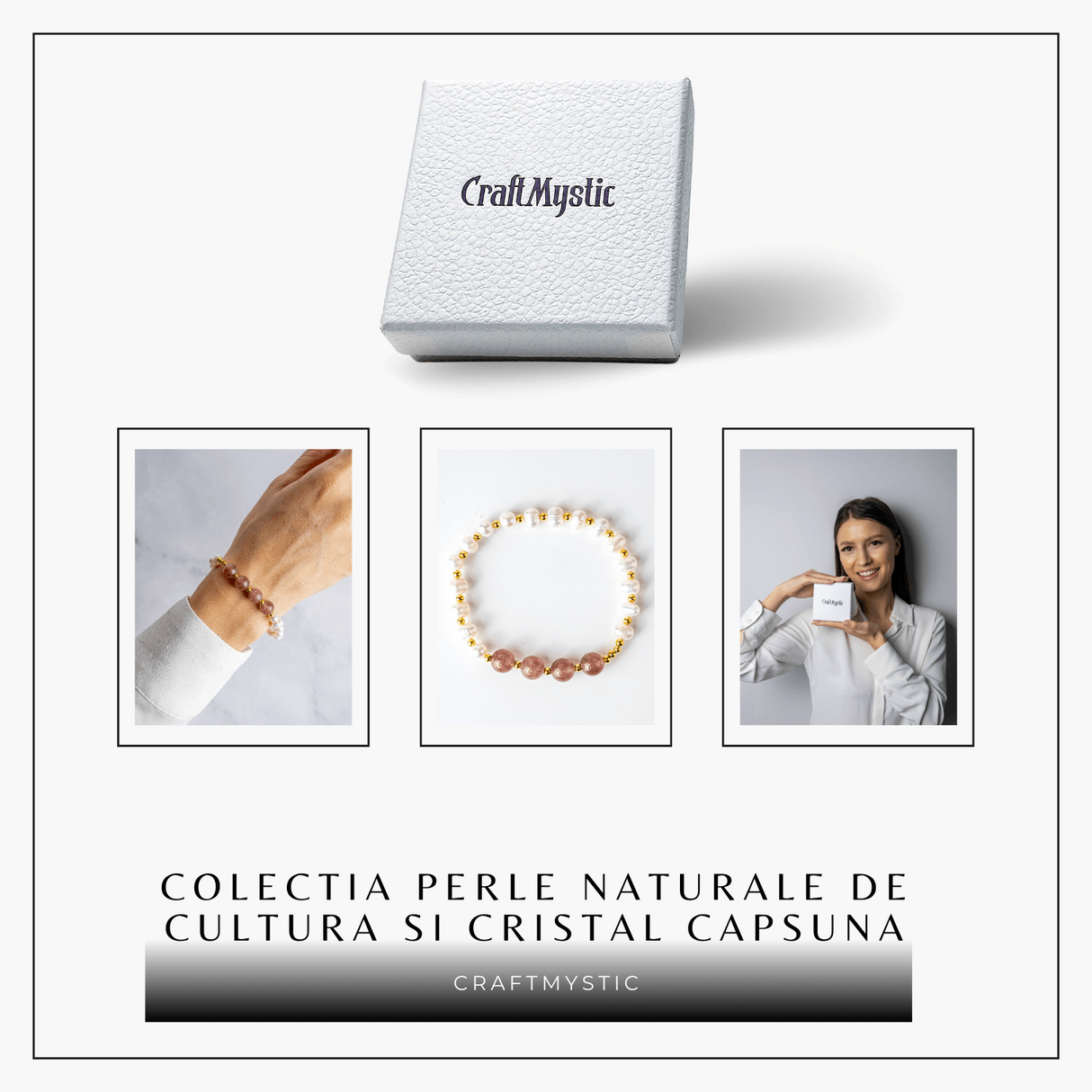 Echilibru Emotional si Puritate – Bratara cu Perle si Cristal capsuna