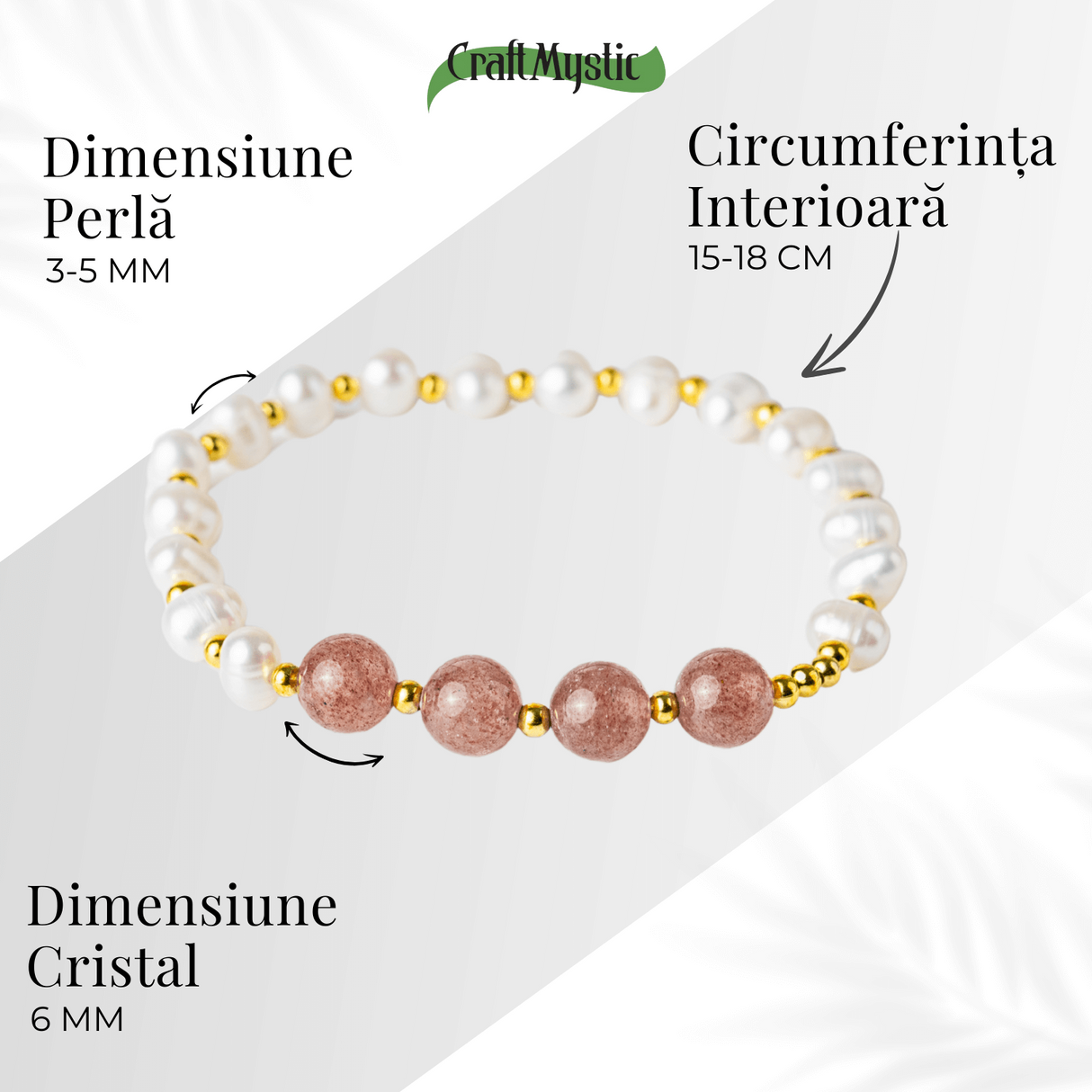 Echilibru Emotional si Puritate – Bratara cu Perle si Cristal capsuna