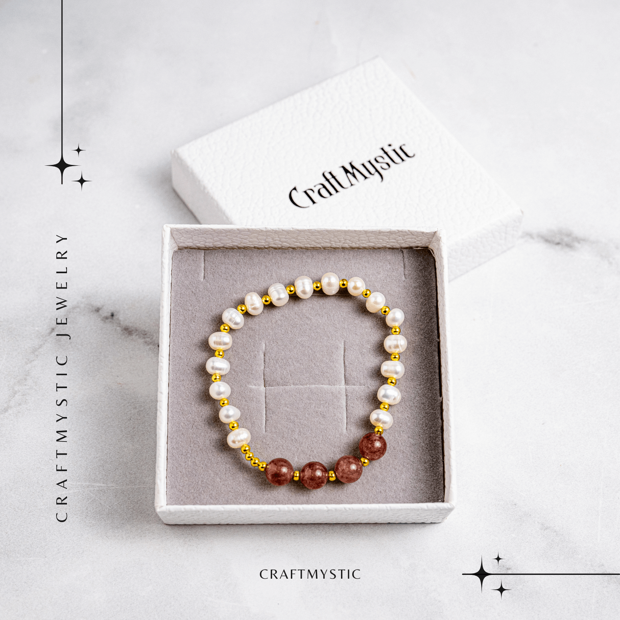 Echilibru Emotional si Puritate – Bratara cu Perle si Cristal capsuna