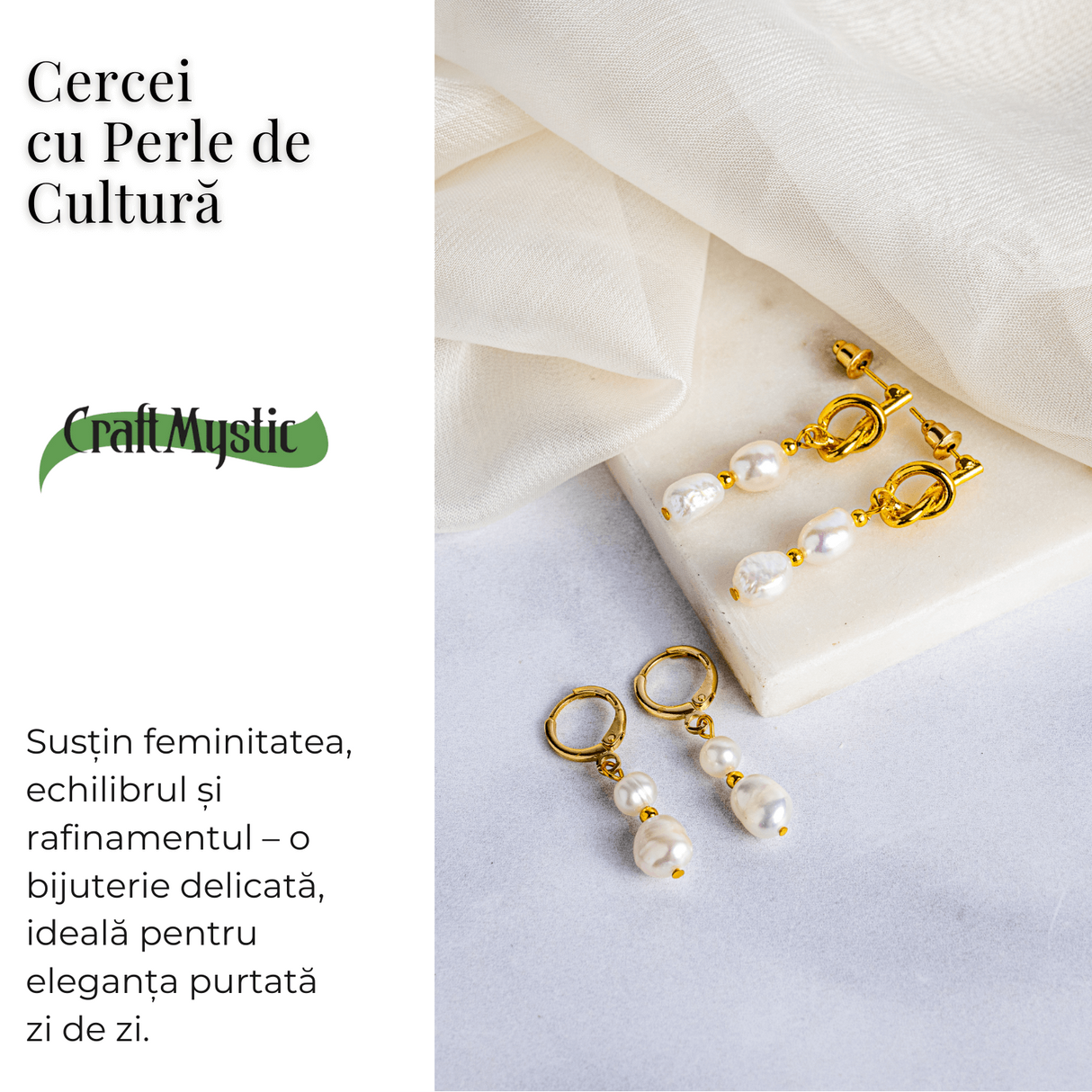 Bijuterie feminina, cercei cu perle de cultura – Rafinament si simplitate aurie