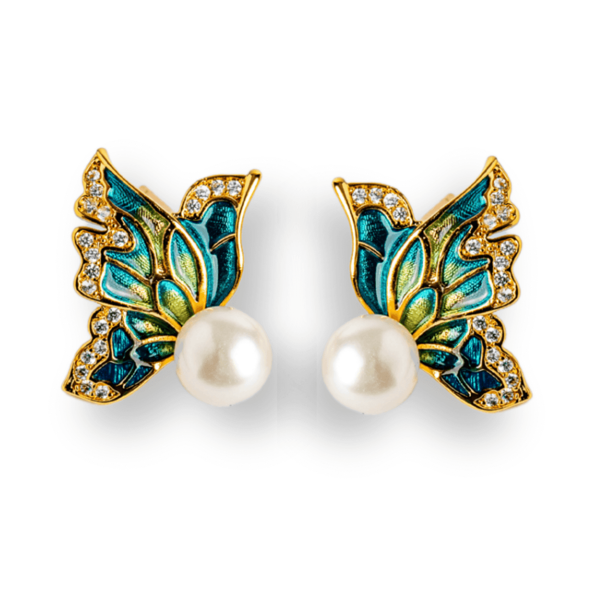 Eleganta care zboara – Cercei cu perla naturala si pasarele aurii