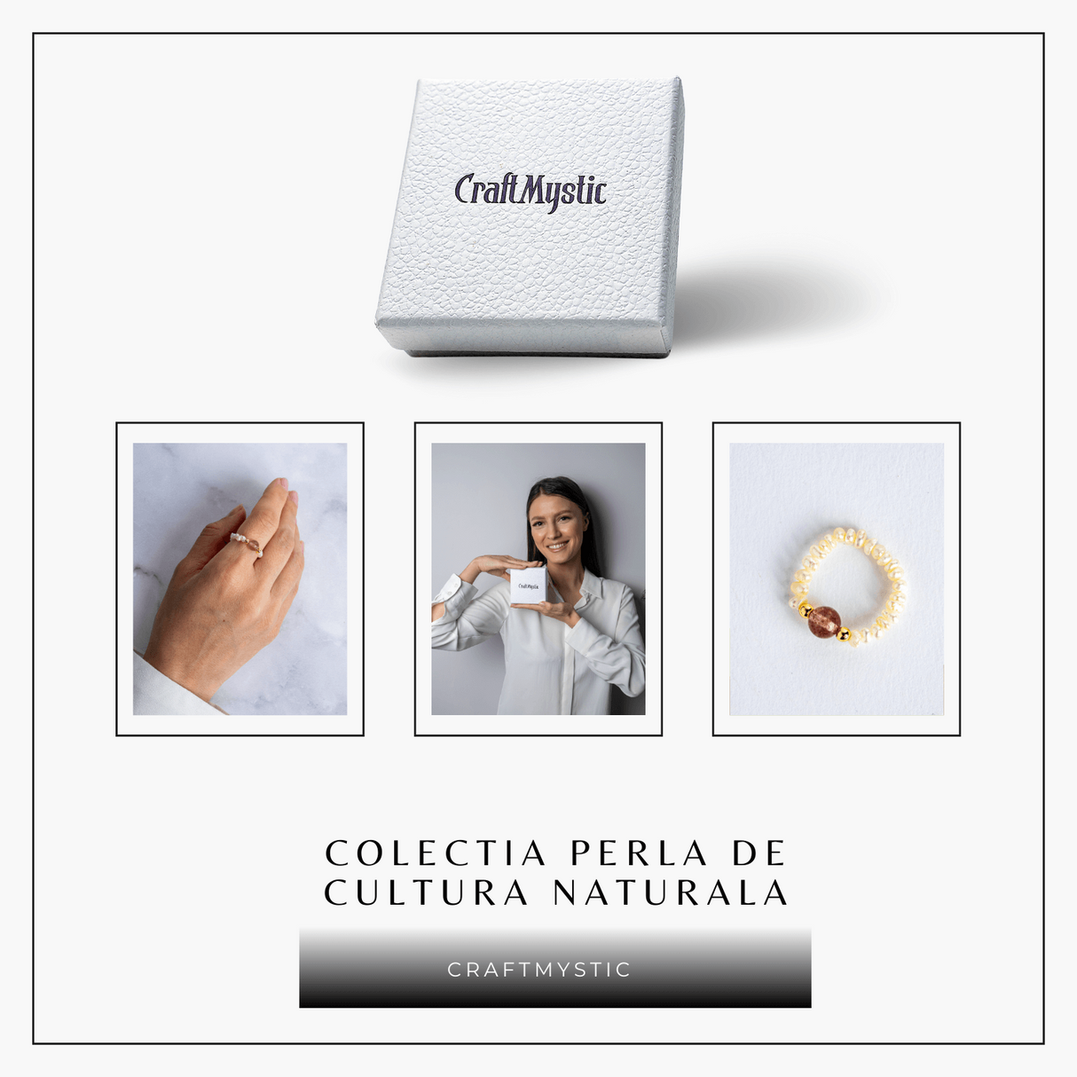 Inel cu sens – Cristal capsuna si perle pentru armonie emotionala