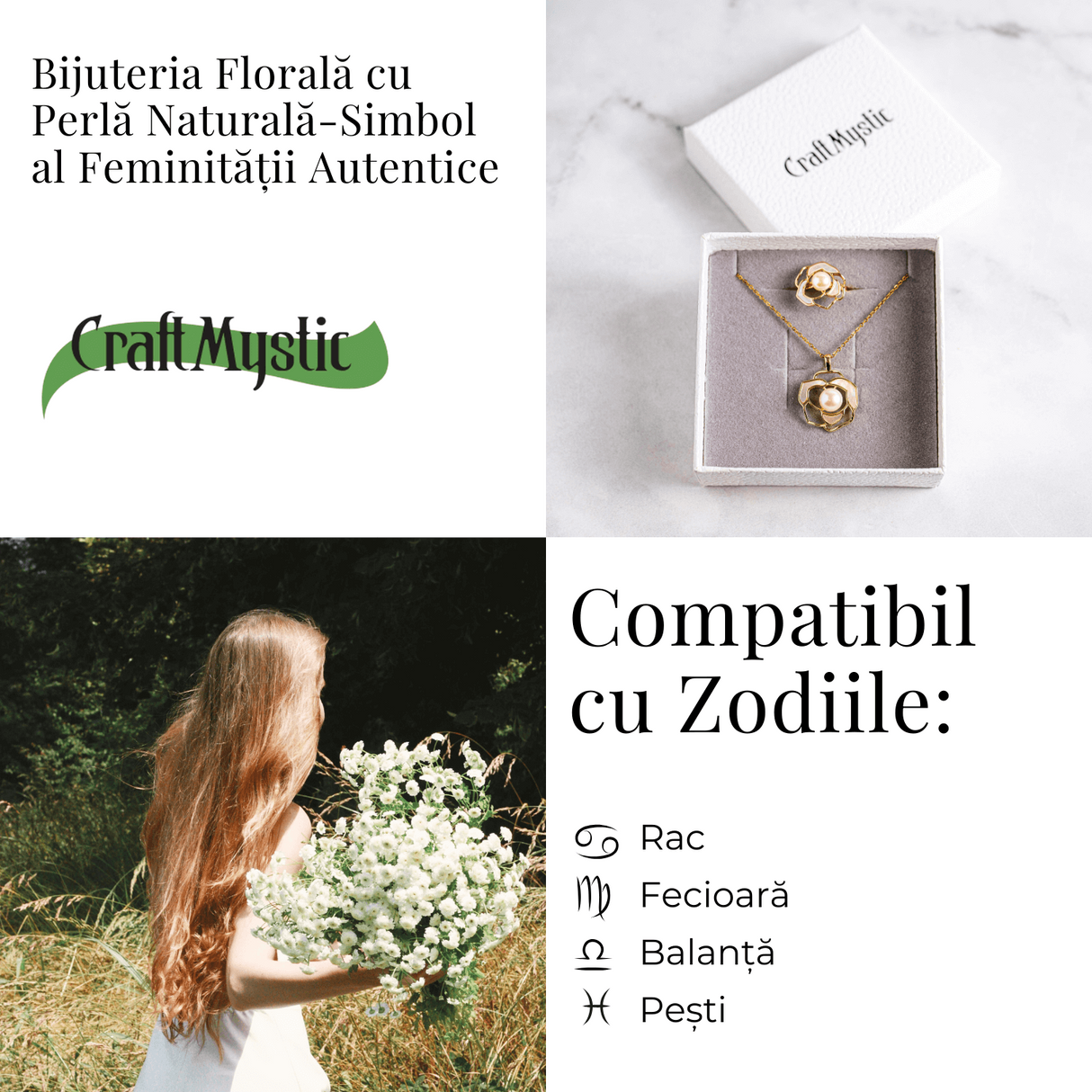 Colier Bijuterie florala cu perla naturala – Simbol al feminitatii autentice