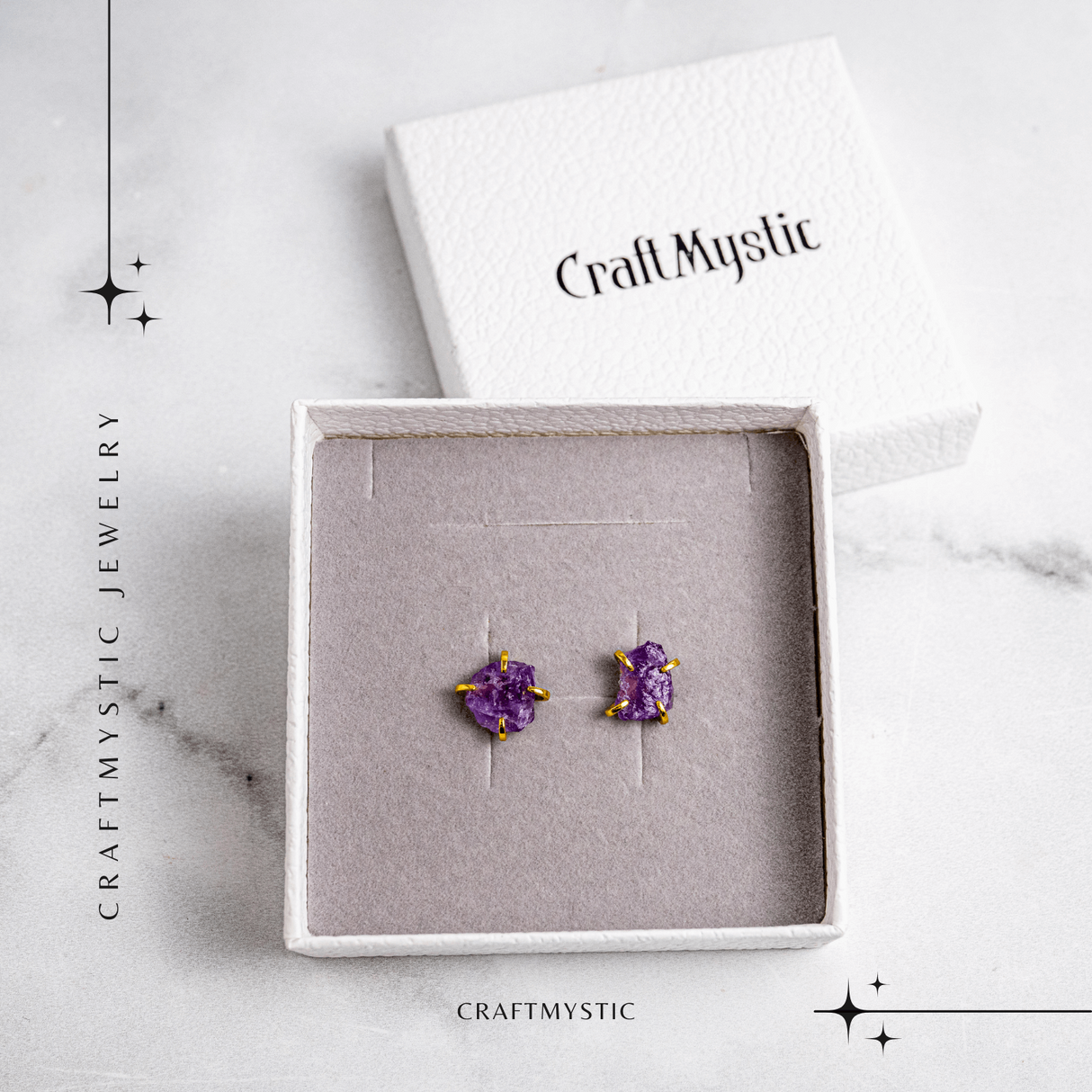 Puterea Linistii – Cercei cu Ametist si Inchidere cu Tija