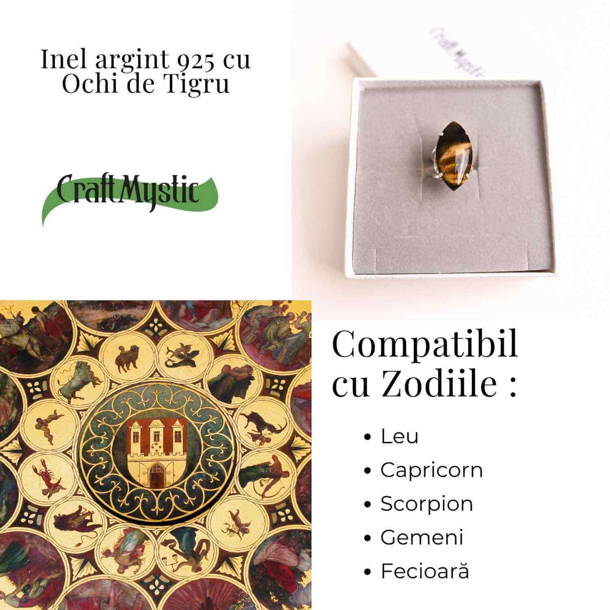 Inel Ajustabil Argint 925 cu Ochi de Tigru – Protectie si Claritate Mentala Zilnica