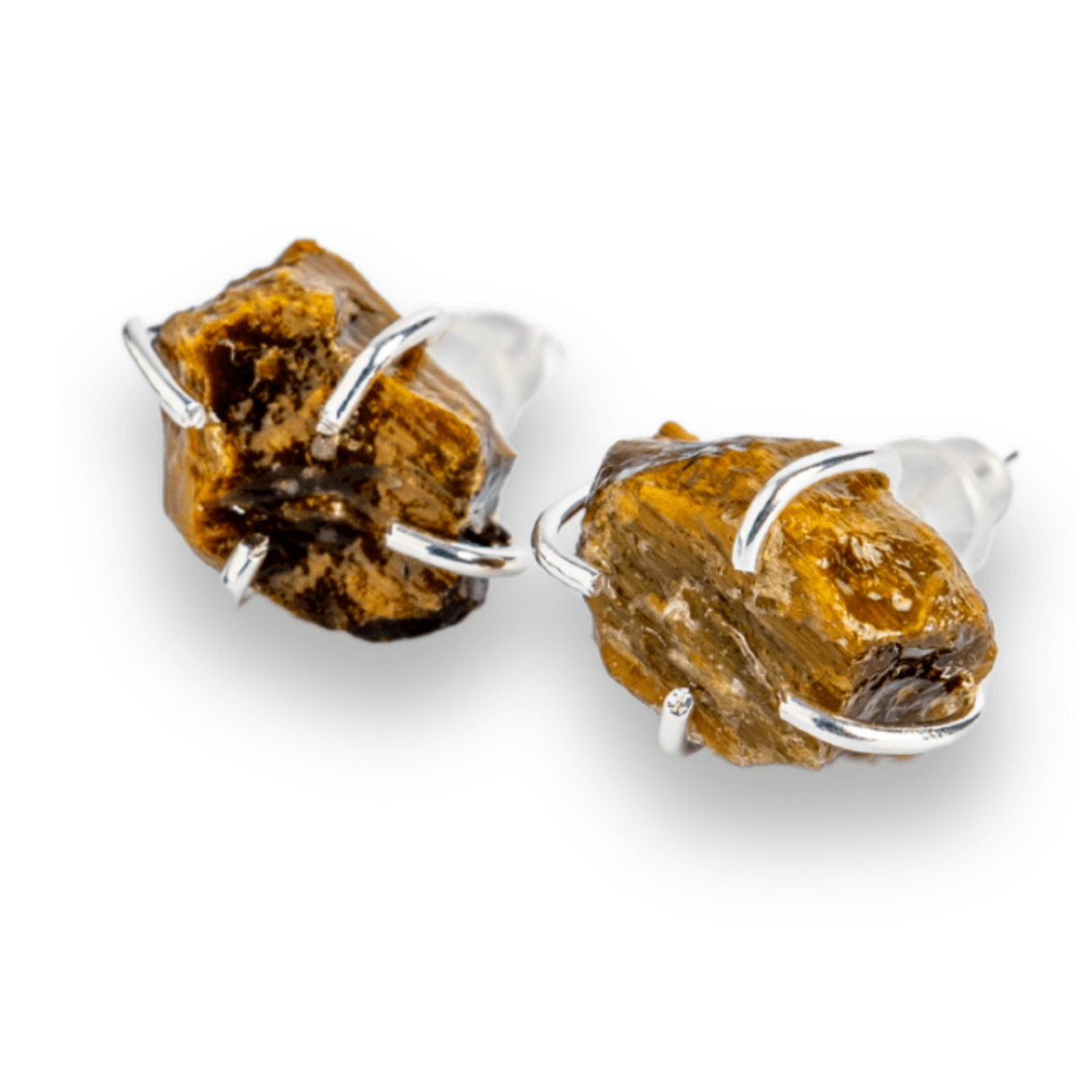 Cercei argintii cu Ochi de Tigru brut – Protectie, curaj si claritate mentala