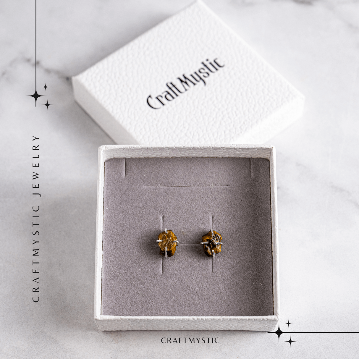 Cercei argintii cu Ochi de Tigru brut – Protectie, curaj si claritate mentala