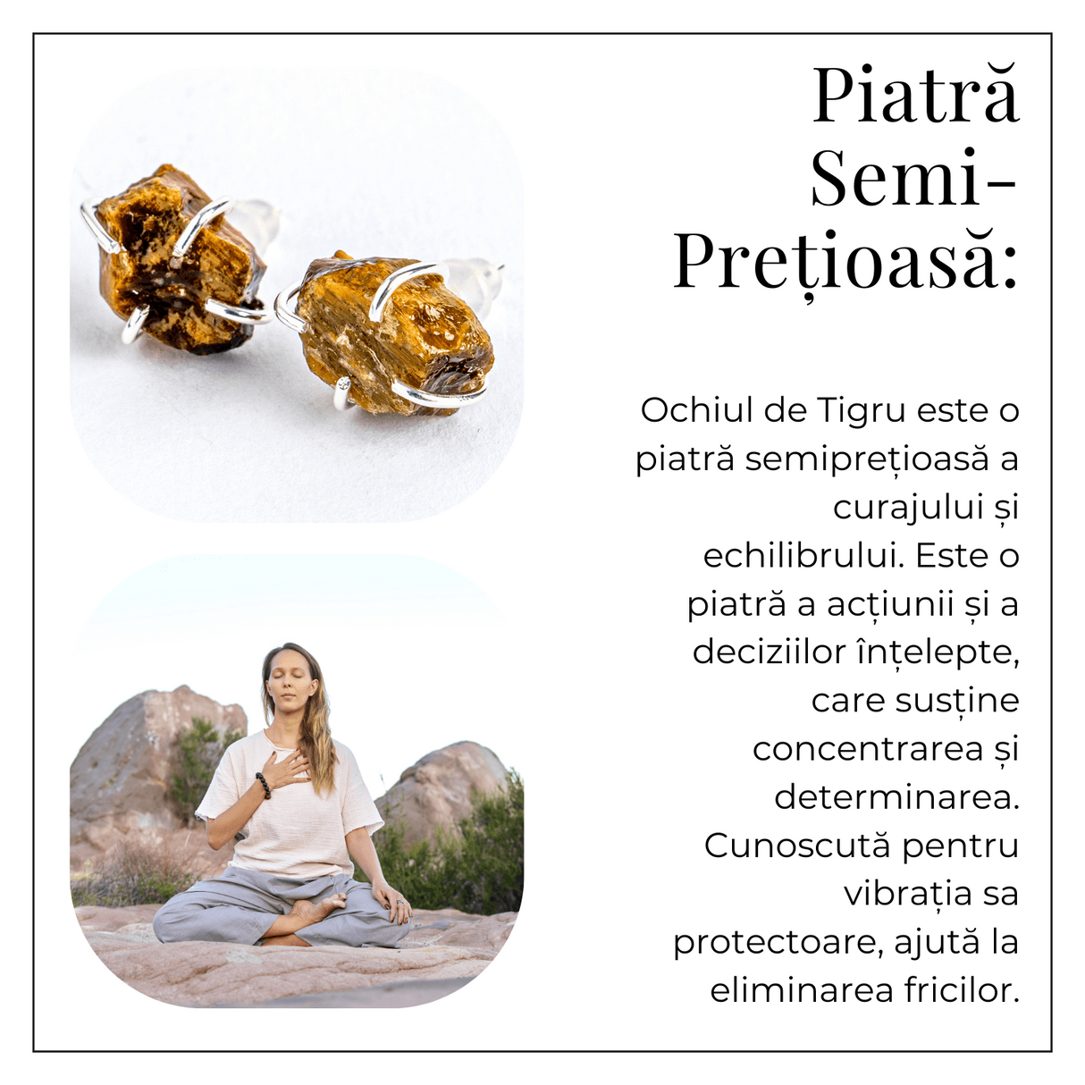 Cercei argintii cu Ochi de Tigru brut – Protectie, curaj si claritate mentala