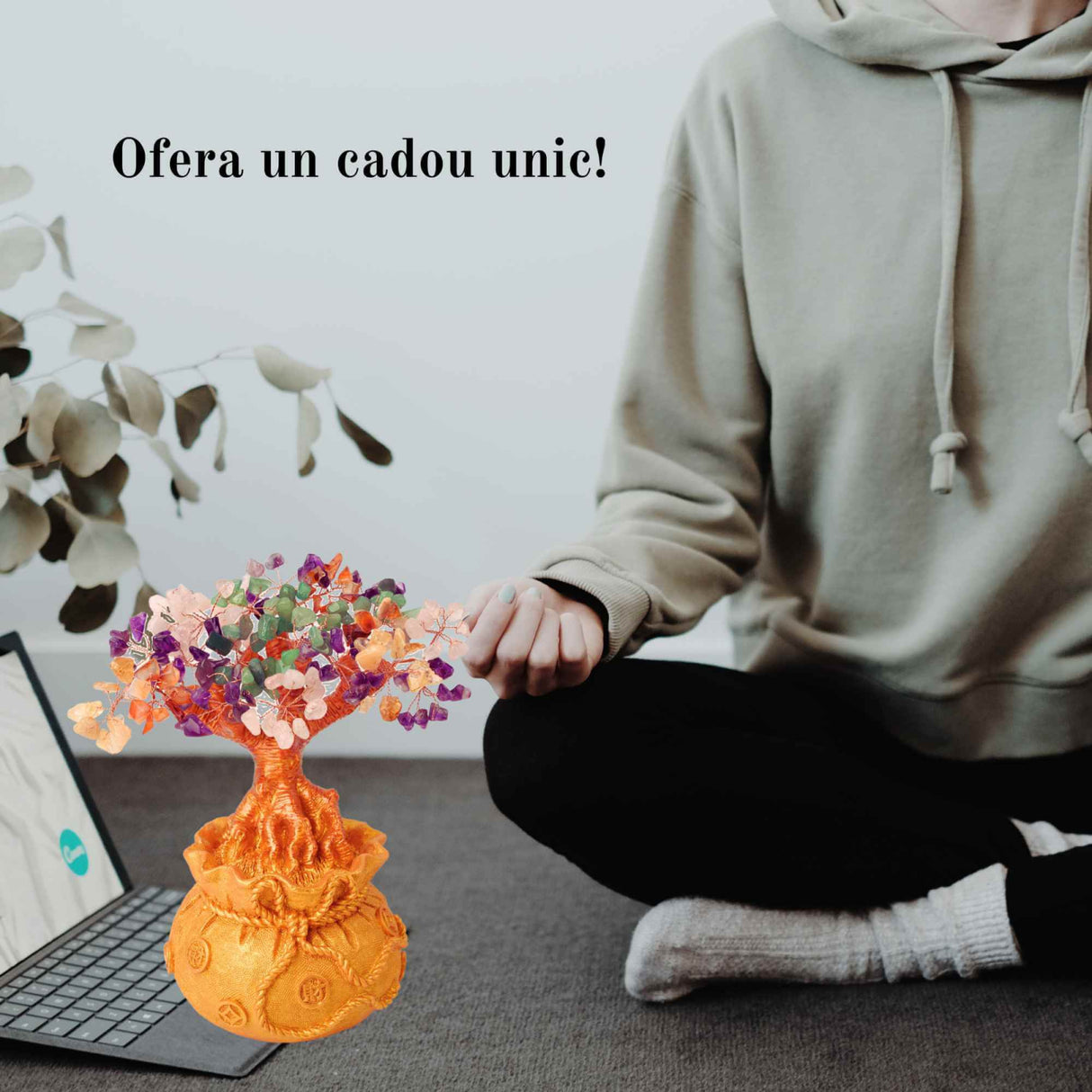 Bonsai cu cristale naturale mixte, supranumit "copacul banilor"