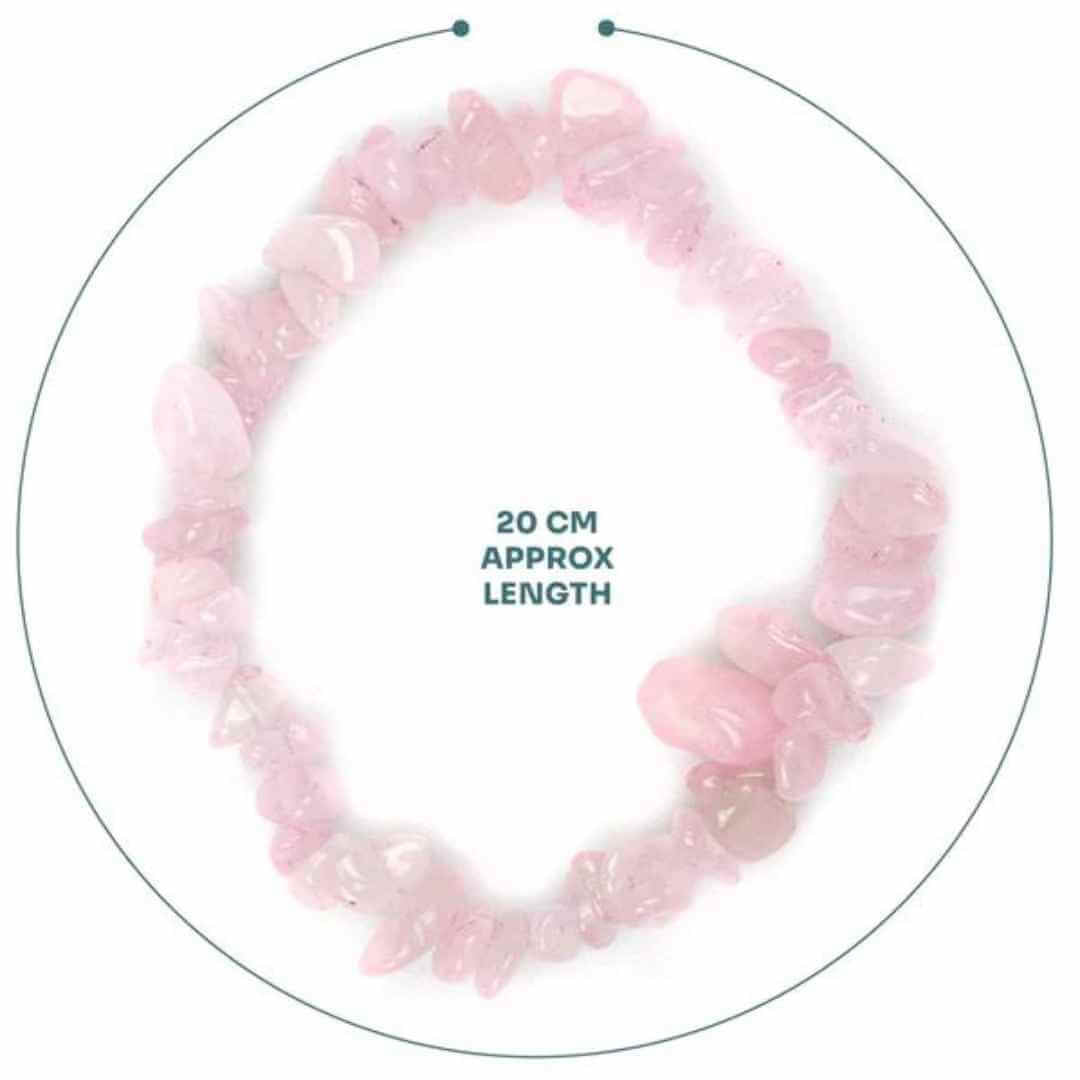 Bratara din cuart roz cu cristale cioplite in forma de chips-uri