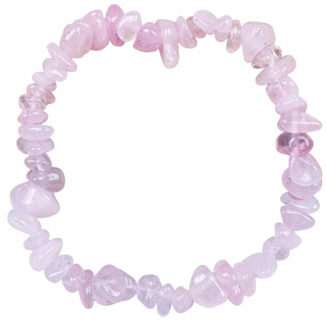 Bratara din cuart roz cu cristale cioplite in forma de chips-uri - Pietre naturale autentice cuart roz - Bratara elastica din cuart roz