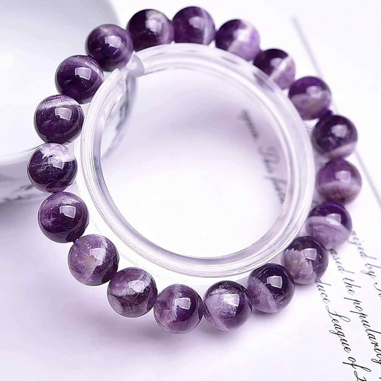 Bratara cu cristale 8mm semipretioase naturale Ametist