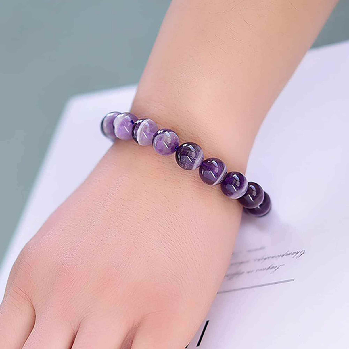 Bratara cu cristale 8mm semipretioase naturale Ametist