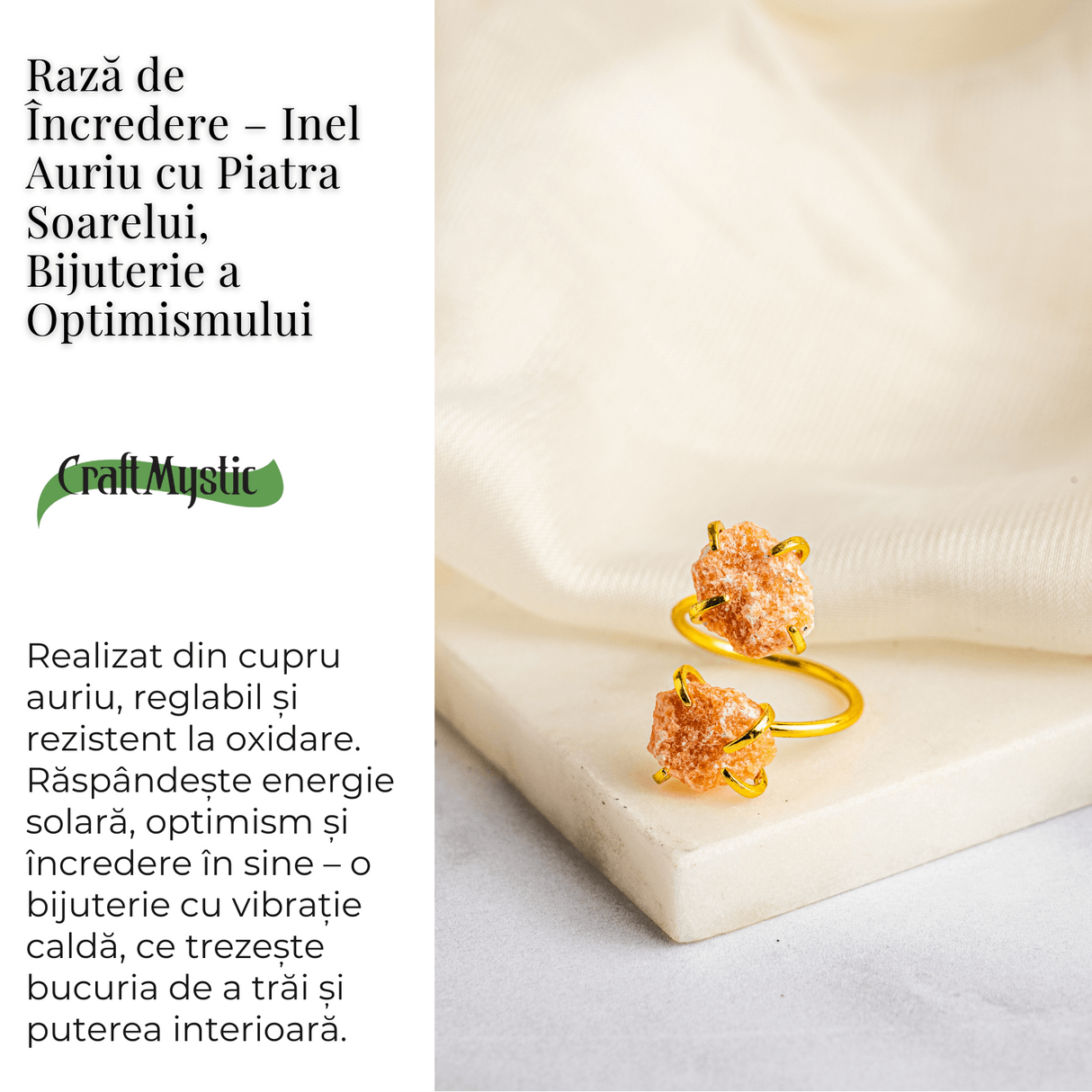 Raza de incredere – Inel Auriu cu Piatra Soarelui, Bijuterie a Optimismului