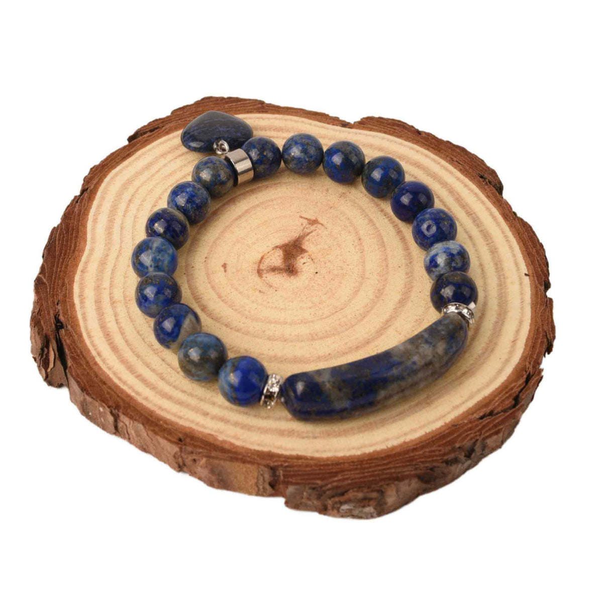 Bratara cu pietre semipretioase margele 8mm ochi de Lapis Lazuli natural cu pigment culoare: Calmarea stresului si a anxietatii