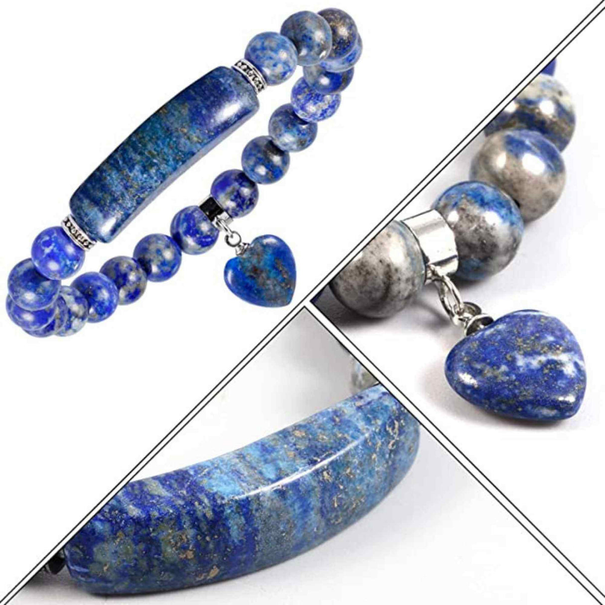 Bratara cu pietre semipretioase margele 8mm ochi de Lapis Lazuli natural cu pigment culoare: Calmarea stresului si a anxietatii