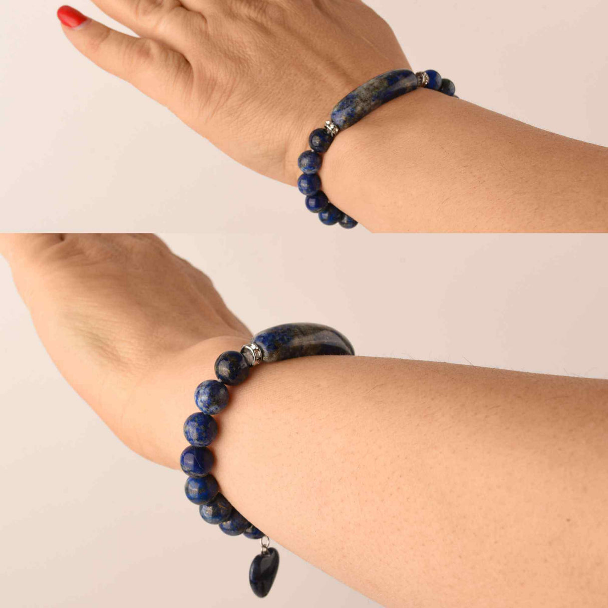 Bratara cu pietre semipretioase margele 8mm ochi de Lapis Lazuli natural cu pigment culoare: Calmarea stresului si a anxietatii