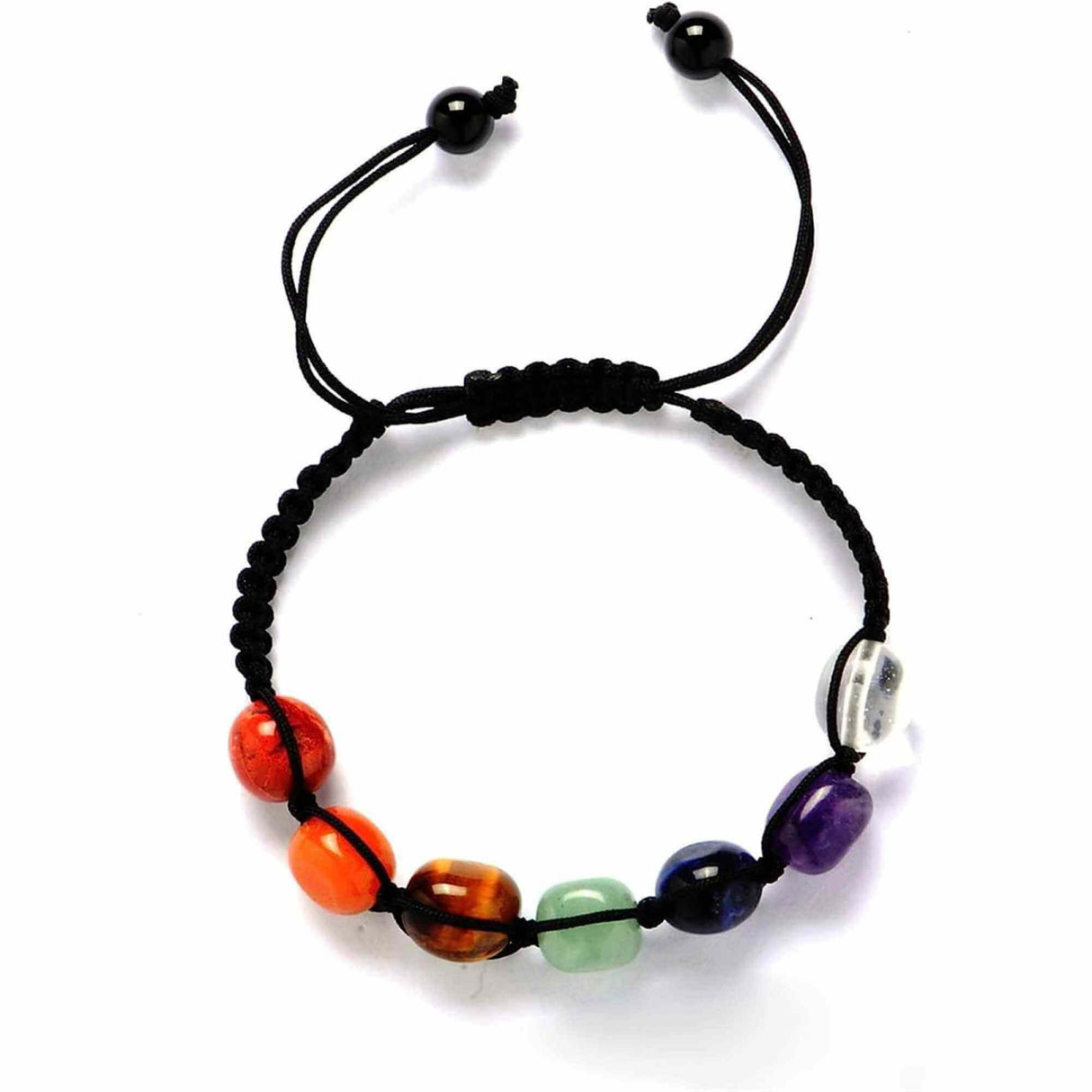 Bratara din pietre naturale semipretioase polisate 7 chakre cu impletitura manuala - Vindecare Reiki, energie pozitiva