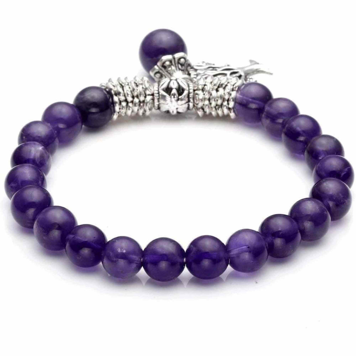 Bratara din pietre semipretioase 8mm Ametist- Pandativ cu Arborele vietii