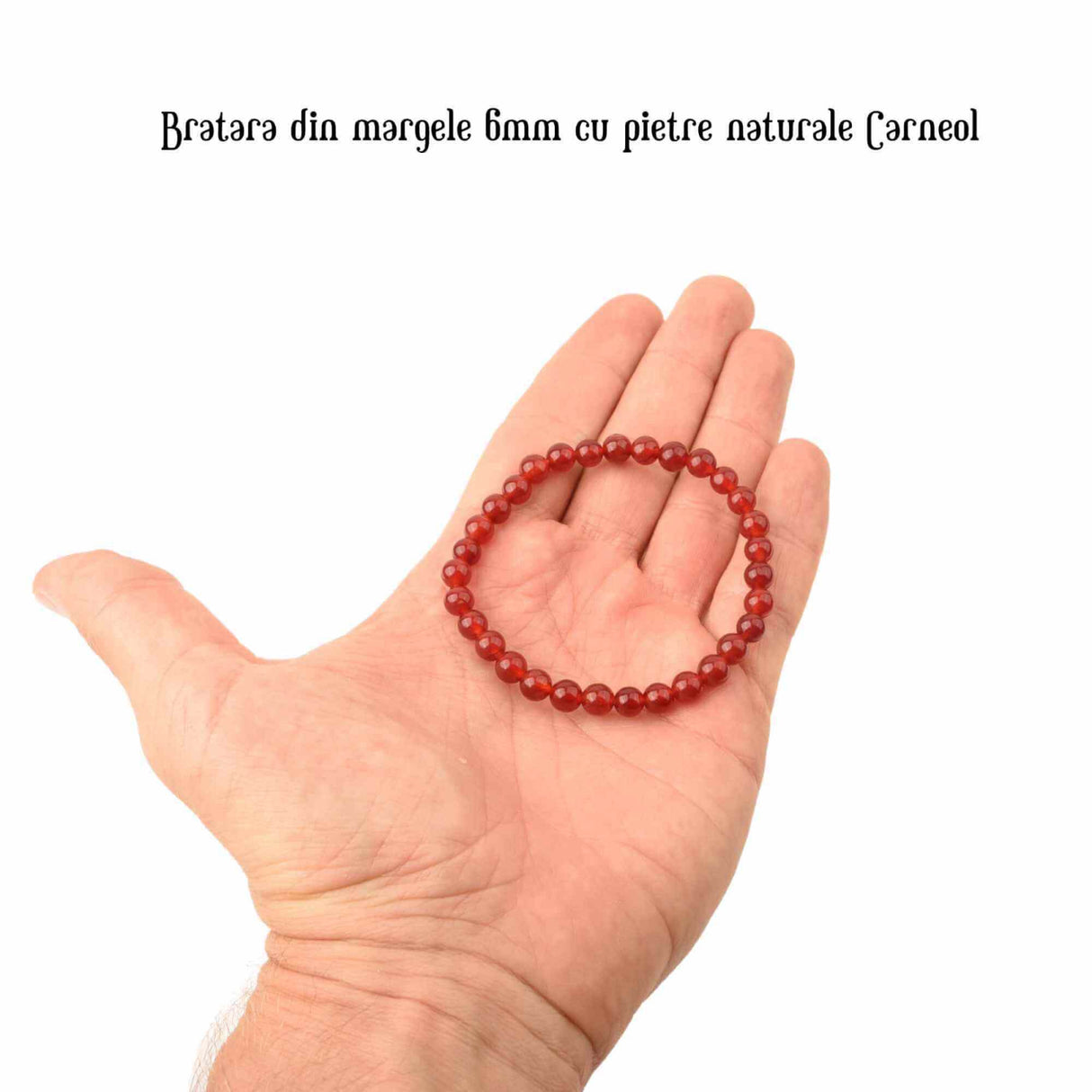 Bratara elastica cu margele 6mm din pietre naturale Carneol pentru barbati si femei -
