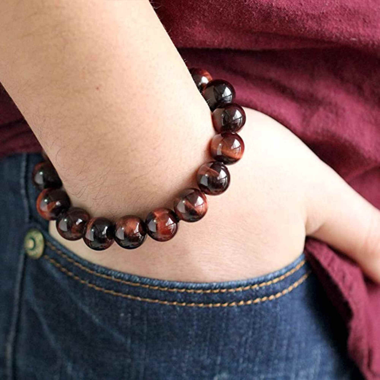 Bratara din piatra semipretioasa Ochi de Tigru Rosu Dragon's Eye