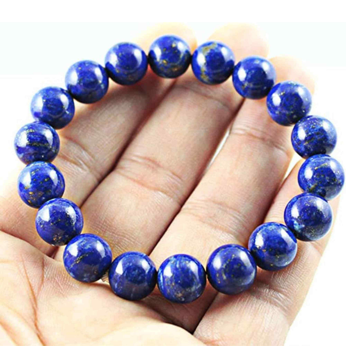Bratara din pietre semipretioase 8mm Lapis Lazuli cu pigment culoare lucrata manual - Bratara stretch cu margele