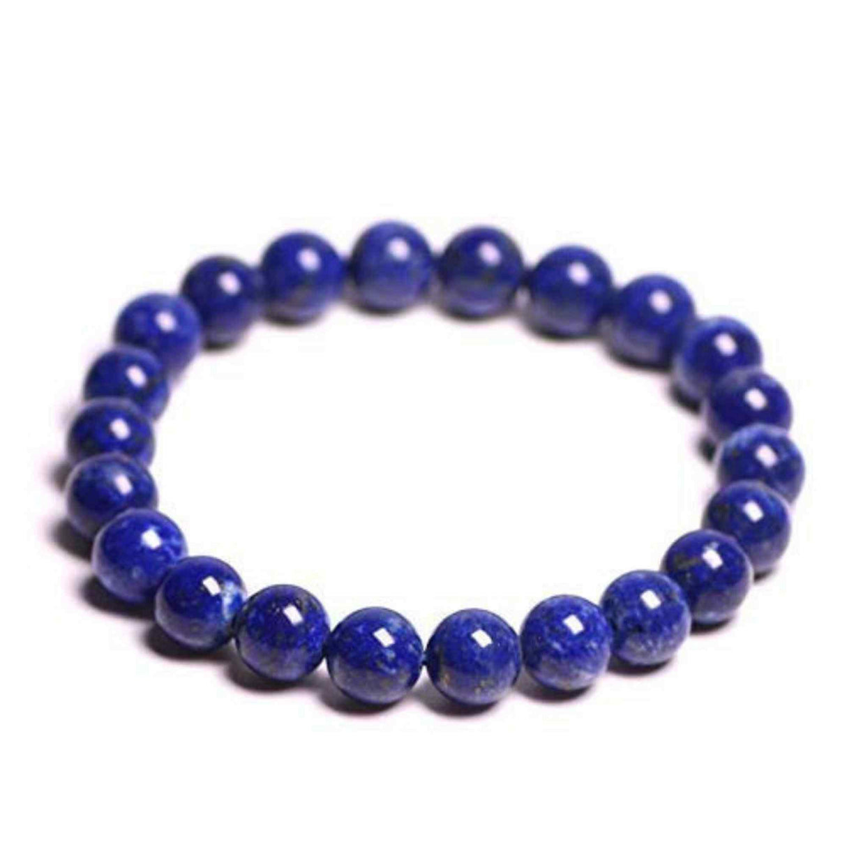 Bratara din pietre semipretioase 8mm Lapis Lazuli cu pigment culoare lucrata manual - Bratara stretch cu margele