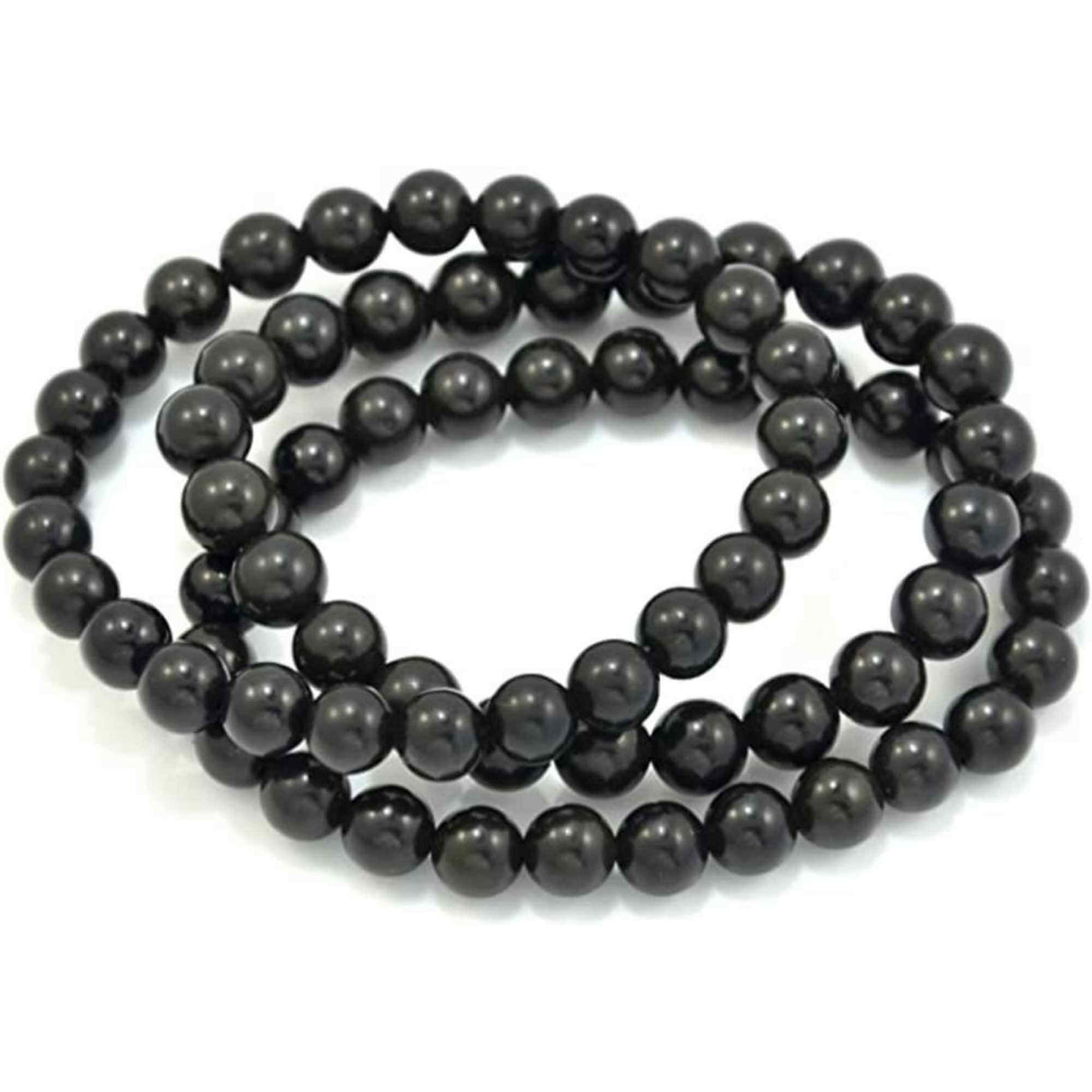 Bratara elastica cu margele de onix negru stralucitor natural de 6 mm - Adevar + Forta - Bratara unisex cu margele neagra de inalta calitate pentru barbati si femei - Dimensiune reglabila