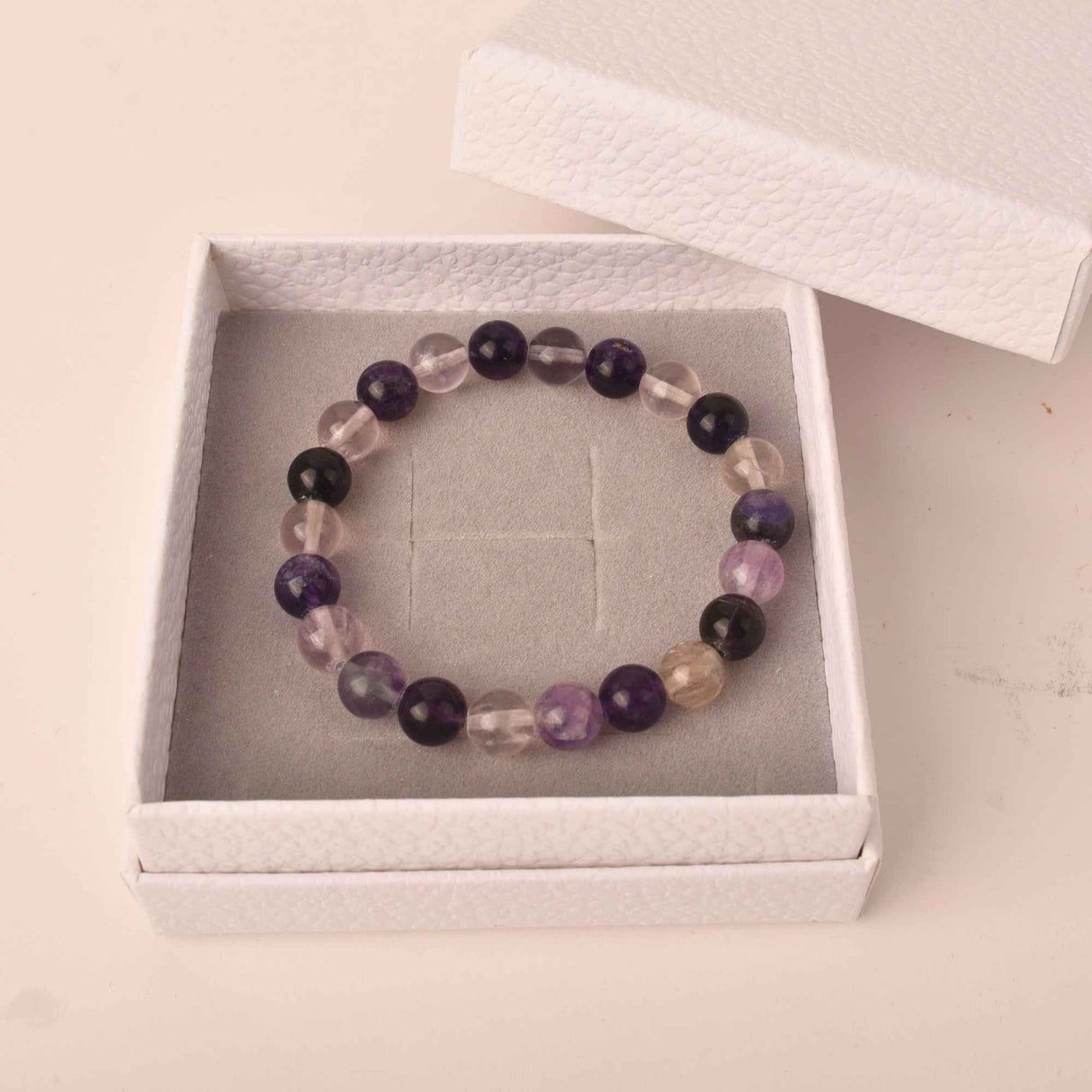 Bratara curcubeu din cristale semipretiose Fluorit 9mm Cadou bijuterii cristal chakra natural