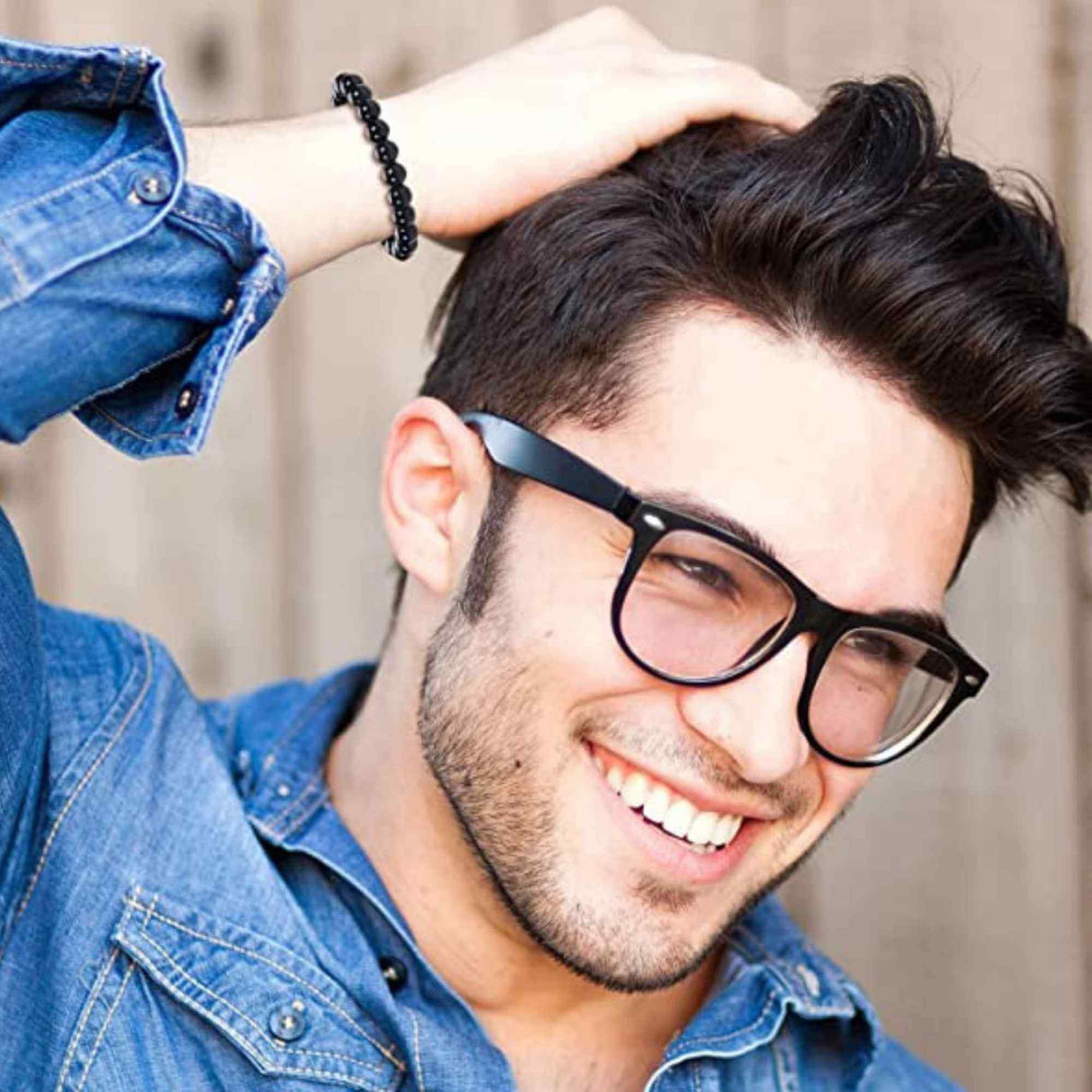 Bratara cu Margele de 8mm din Cristale Semipretioase Onyx Negru, Curea de Mana Reglabila pentru Incheietura Mainii, Eliminator de Energie Negativa