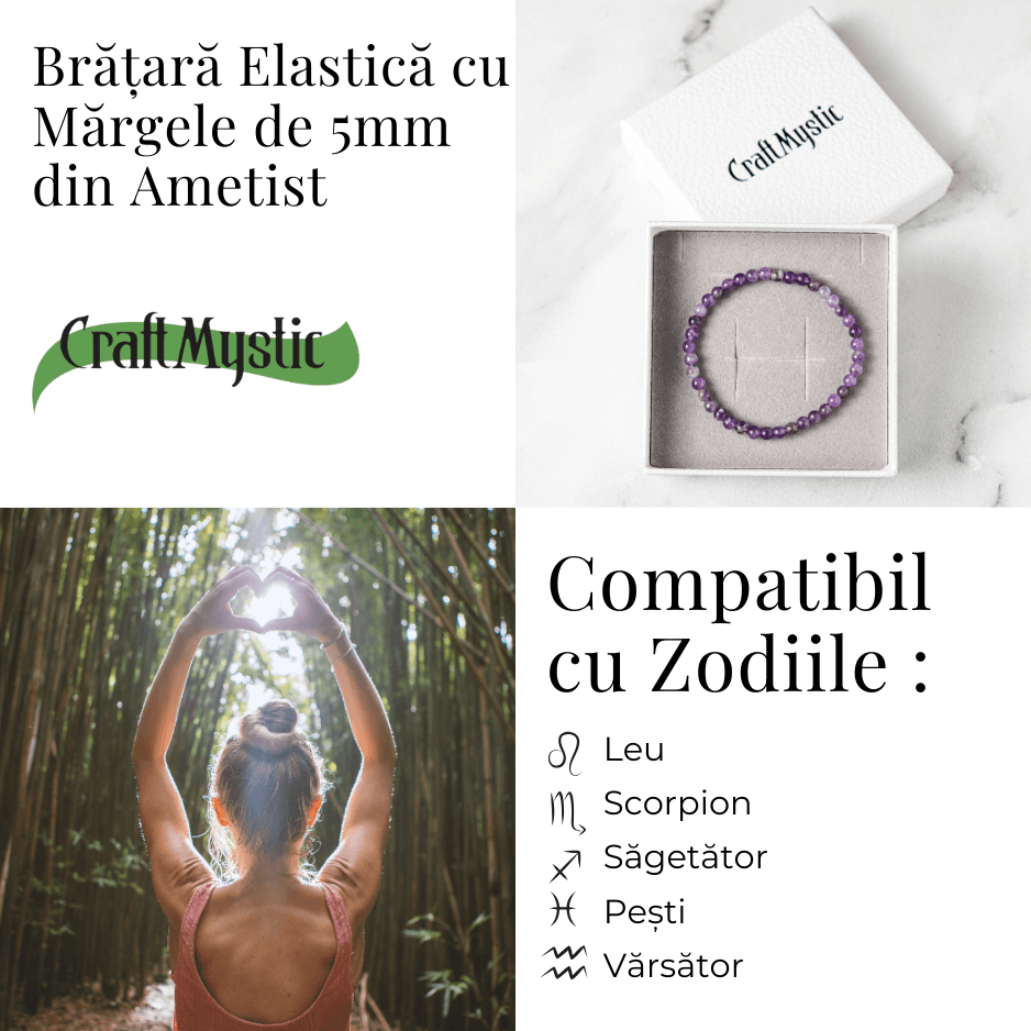 Bratara Elastica din Ametist 5mm – Claritate Mentala si Echilibru Emoțional