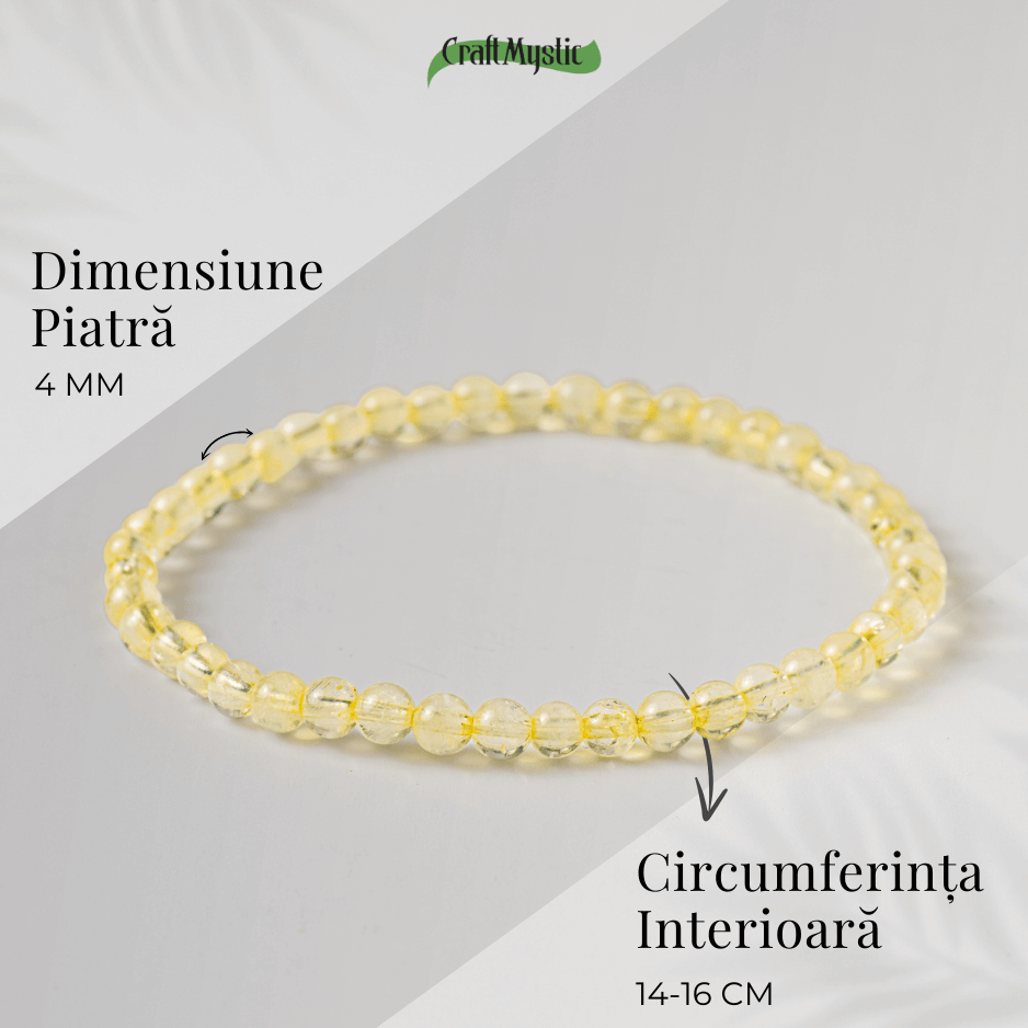 Bratara Elastica cu Margele 4 mm Naturale de Citrin – Atragerea Prosperitatii si Claritate