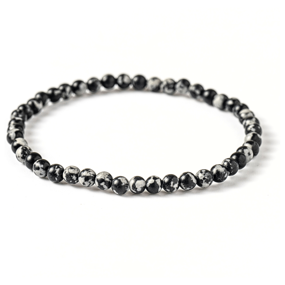 Bratara elastica 4mm din Obsidian Fulg de Nea – Protectie si Echilibru