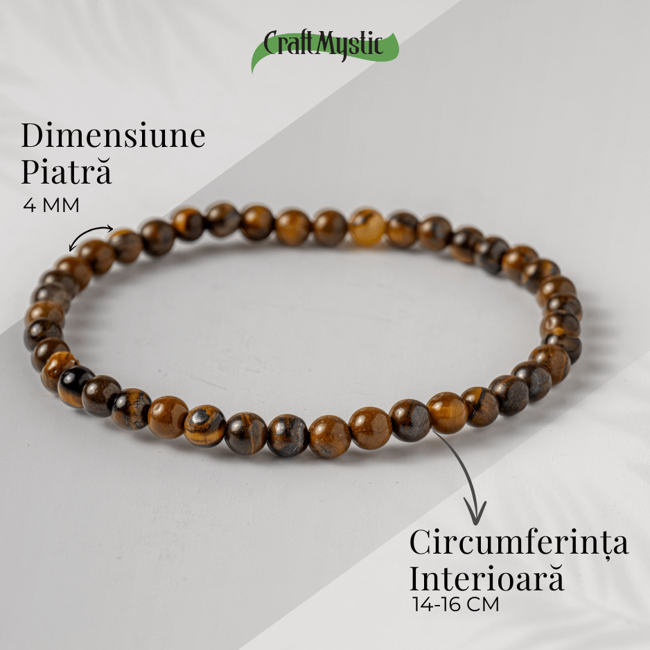 Bratara Elastica cu Margele 4 mm din Ochi de Tigru – Protectie si incredere