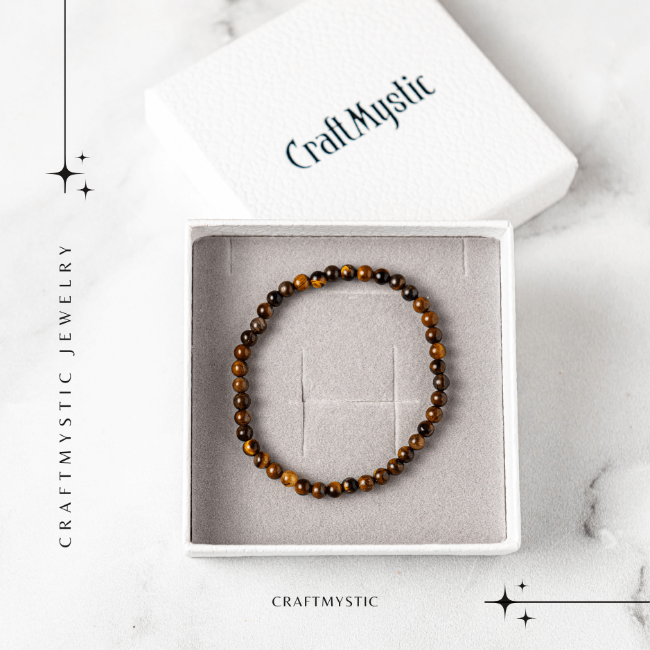 Bratara Elastica cu Margele 4 mm din Ochi de Tigru – Protectie si incredere