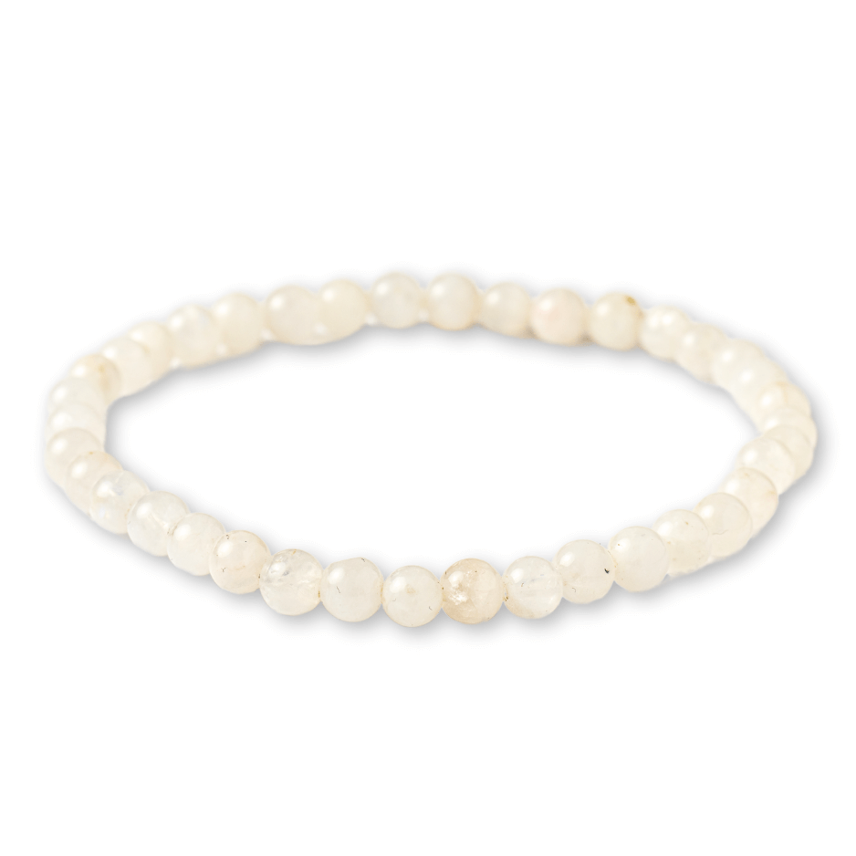 Bratara elastica cu margele 5mm naturale Piatra a Lunii Curcubeu – Echilibru si Intuitie