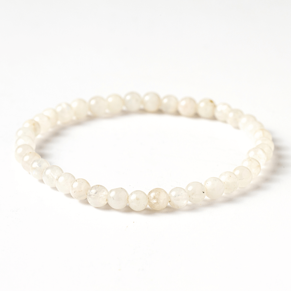 Bratara elastica cu margele 5mm naturale Piatra a Lunii Curcubeu – Echilibru si Intuitie