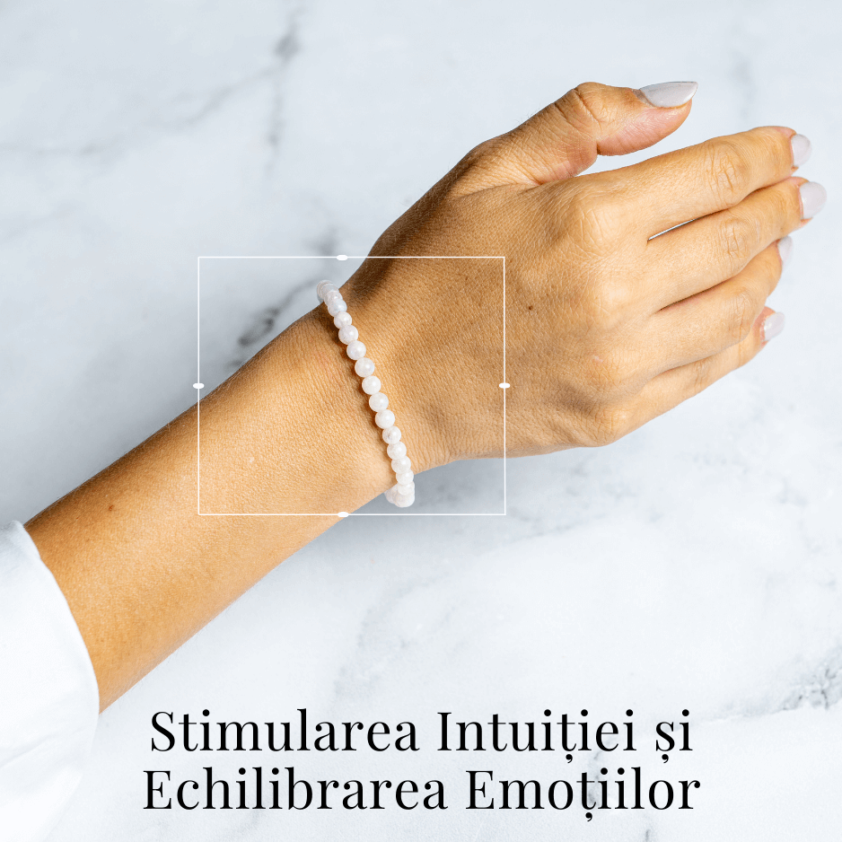 Bratara elastica cu margele 5mm naturale Piatra a Lunii Curcubeu – Echilibru si Intuitie