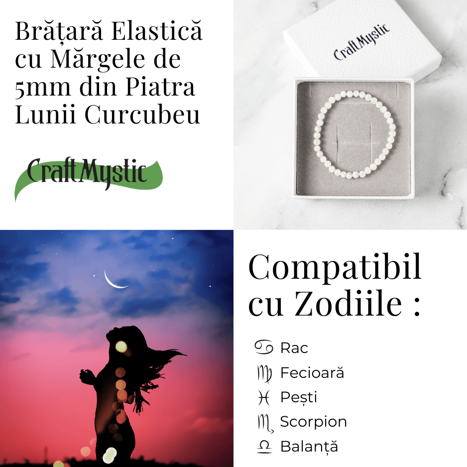 Bratara elastica cu margele 5mm naturale Piatra a Lunii Curcubeu – Echilibru si Intuitie