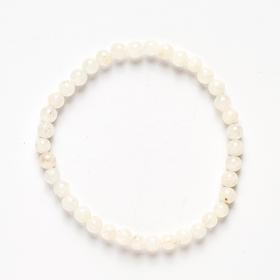 Bratara elastica cu margele 5mm naturale Piatra a Lunii Curcubeu – Echilibru si Intuitie