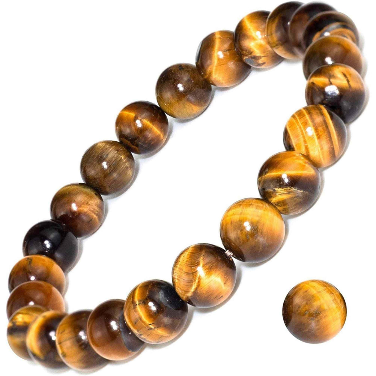 Bratara elastica cu pietre semipretioase ochi de tigru de 8 mm – bratara pentru meditatie